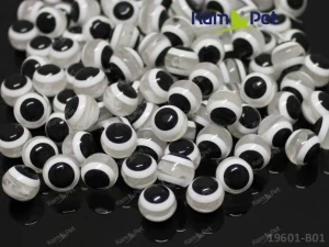 Pryskyřicové korálky oči 10mm BÍLÉ