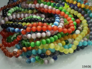 Skleněné korálky kočičí oči 6mm MIX