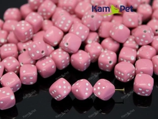 Akrylové korálky hrací kostky 9/9mm RŮŽOVÁ