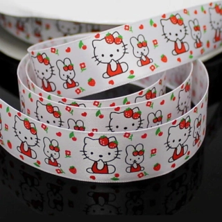 Saténová stuha Hello Kitty BÍLÁ 22mm