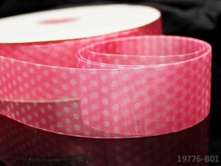 Organzová stuha puntíkovaná RŮŽOVÁ 38mm