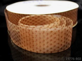 Organzová stuha puntíkovaná ŽLUTÁ 38mm