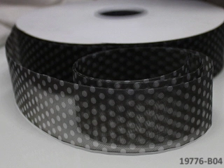 Organzová stuha puntíkovaná ČERNÁ 38mm