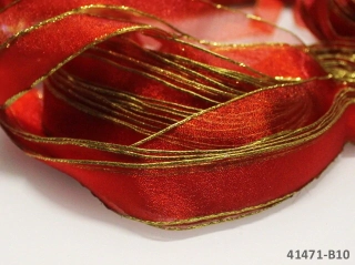 Organzová stuha se zlatým lemem ČERVENÁ 20mm