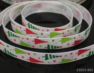 Rypsová stuha stromečky BÍLÁ 16mm