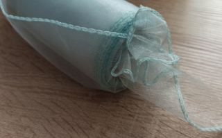 Organza obšitá 15 cm SVĚTLE MODRÁ