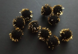 Bambulky lurexové 10mm ČERNÁ