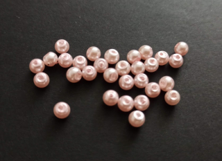 Skleněné voskované perly 4mm SVĚTLE RŮŽOVÉ