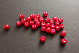 Skleněné voskované perly 4mm ČERVENÉ