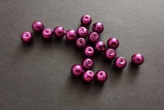 Skleněné voskované perly 6mm TMAVĚ FIALOVÉ