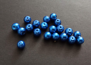 Skleněné voskované perly 6mm TMAVĚ MODRÉ