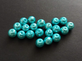 Skleněné voskované perly 6mm TYRKYSOVÉ