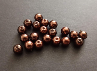 Skleněné voskované perly 6mm HNĚDÉ