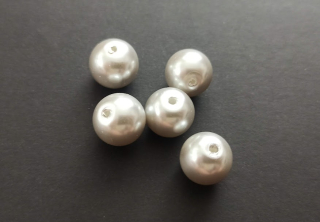 Skleněné voskované perly 12mm STŘÍBRNÉ