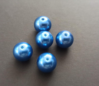 Skleněné voskované perly 12mm MODRÁ NIVEA