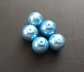 Skleněné voskované perly 12mm SVĚTLE MODRÉ