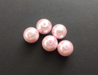 Skleněné voskované perly 12mm SVĚTLE RŮŽOVÉ