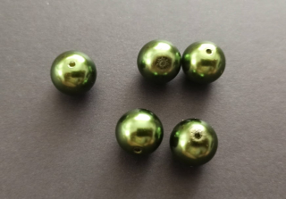 Skleněné voskované perly 12mm ZELENÉ