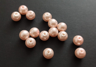 Skleněné voskované perly 8mm SVĚTLE MERUŇKOVÉ