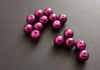 Skleněné voskované perly 8mm TMAVĚ FIALOVÉ