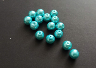 Skleněné voskované perly 8mm TYRKYSOVÉ