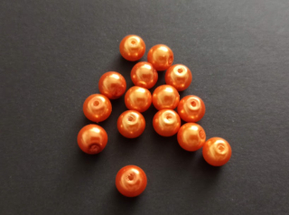 Skleněné voskované perly 8mm ORANŽOVÉ