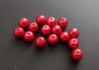 Skleněné voskované perly 8mm ČERVENÉ