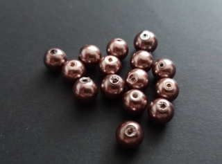 Skleněné voskované perly 8mm MĚDĚNÉ