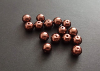 Skleněné voskované perly 8mm HNĚDÉ