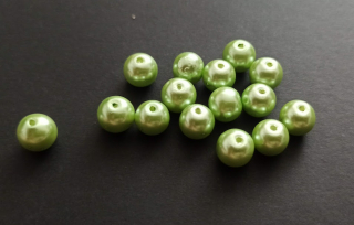 Skleněné voskované perly 8mm SVĚTLE ZELENÉ