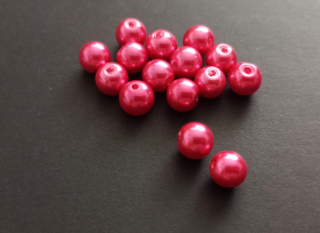 Skleněné voskované perly 8mm TMAVĚ RŮŽOVÉ
