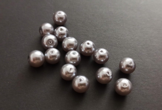 Skleněné voskované perly 8mm ŠEDÉ OCELOVÉ