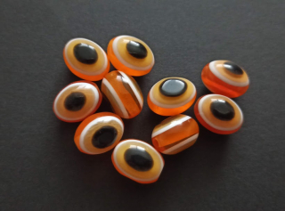 Pryskyřicové korálky oči oválné 12/9mm ORANŽOVÉ