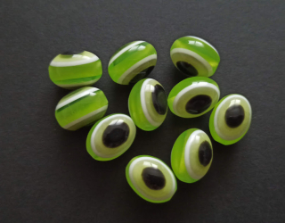 Pryskyřicové korálky oči oválné 12/9mm ZELENÉ