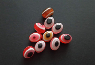 Pryskyřicové korálky oči oválné 12/9mm MIX RŮŽOVÝ