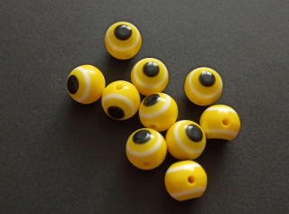 Pryskyřicové korálky oči 12mm ŽLUTÉ NEPRŮHLEDNÉ