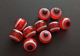 Pryskyřicové korálky oči 12mm CYKLÁMOVÉ