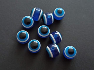 Pryskyřicové korálky oči 12mm TMAVĚ MODRÉ