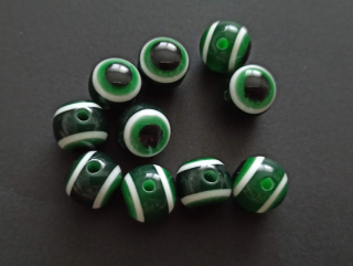 Pryskyřicové korálky oči 12mm TMAVĚ ZELENÉ