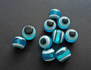 Pryskyřicové korálky oči 12mm TYRKYSOVÉ