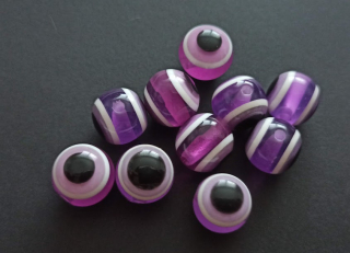 Pryskyřicové korálky oči 12mm FIALOVÉ