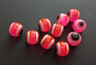 Pryskyřicové korálky oči 12mm RŮŽOVÉ NEONOVÉ