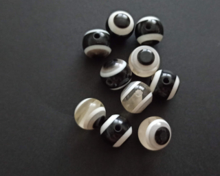 Pryskyřicové korálky oči 12mm MIX ČERNOBÍLÝ