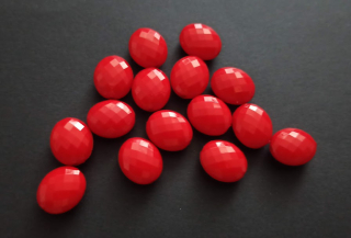Akrylové korálky oválné lentilky broušené 13/11mm ČERVENÉ