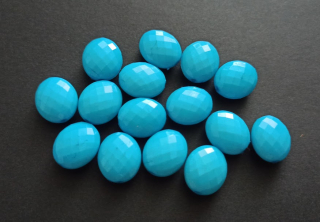 Akrylové korálky oválné lentilky broušené 13/11mm TYRKYSOVÉ