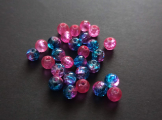 Skleněné práskané kuličky 6mm RŮŽOVOTYRKYSOVÉ