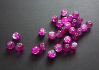 Skleněné práskané kuličky 6mm CYKLÁMOVÉ