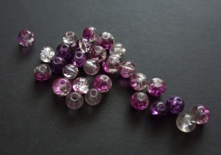 Skleněné práskané kuličky 6mm FIALOVÉ