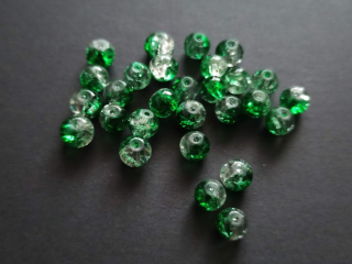 Skleněné práskané kuličky 6mm ZELENÉ