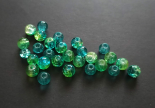 Skleněné práskané kuličky 6mm ZELENOTYRKYSOVÉ